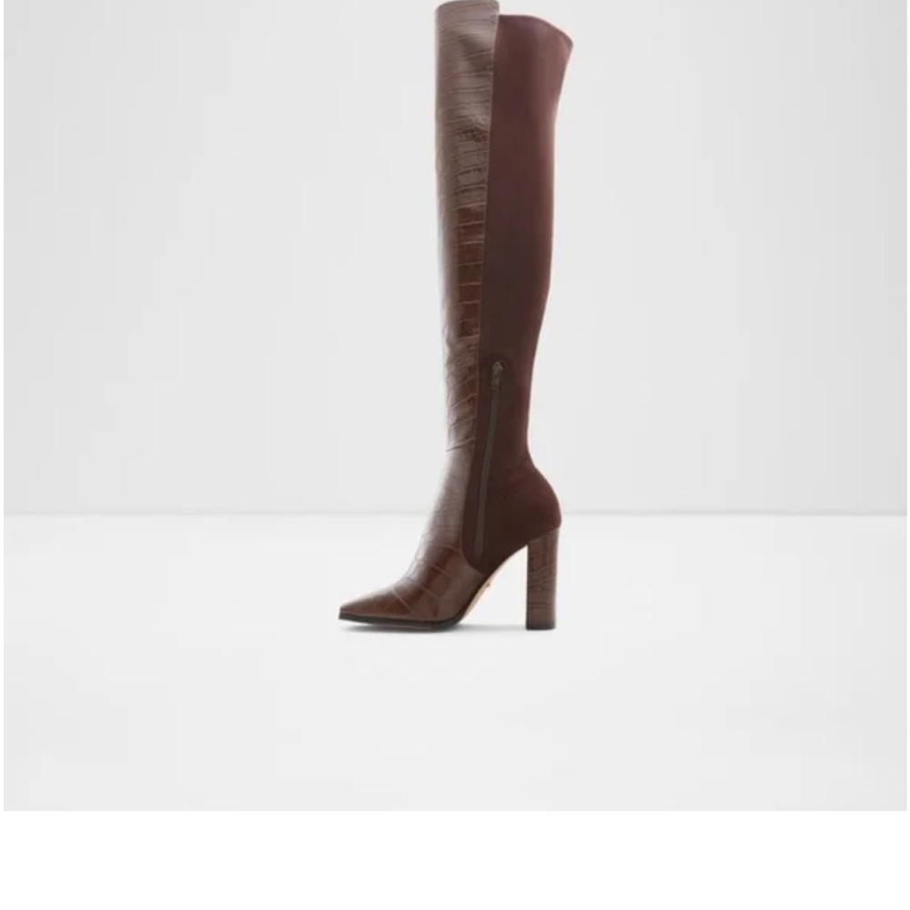 Thigh high fall boots - size 6.5 ALDO. Choan chocolate croc